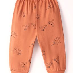 Pink Rabbit Single Jersey Full Length Lounge Pant Bear Print - Orange Rust-13
