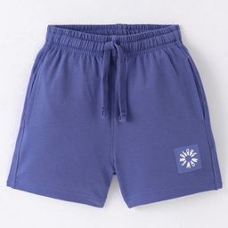 Doreme Single Jersey Knit Above Knee Length Shorts With Logo Print - Blue-picture-13