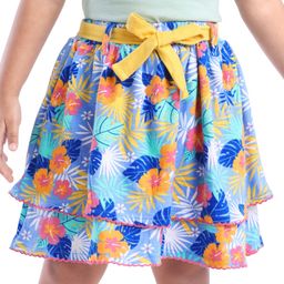 Babyhug Single Jersey Knit Knee Length Layered Floral Printed Skirt - Multicolor-image-98