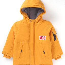Kookie Kids Full Sleeves Hooded Winter Jacket With Solid Colour - Mustard-image-10