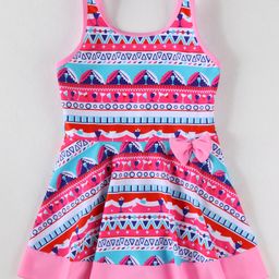 Mark & Mia Sleeveless Frock Swimsuit With Abstract Print - Pink-image-75