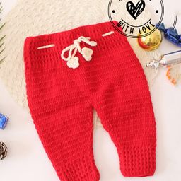 Woonie Woollen Solid Handmade Pant - Red-picture-13