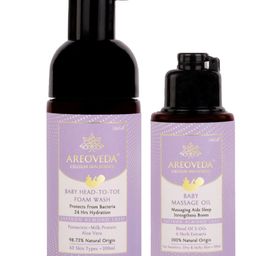 AreoVeda Baby Bath Bundle With Pentavitin| Blend of Oils & Herb Extracts I 24 Hrs Hydration | Massaging Strengthens Bones I Suitable For Newborns I Lab Tested, ECOCERT Certified & EWG Verified- 150 ml-image-11