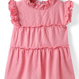 Under Fourteen Only Cotton Sleeveless Frill Detailed Schiffli Embroidered Top - Pink-picture-9