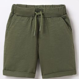 UCB Cotton Knit Knee Length Solid Colour Shorts - Olive Green-image-20