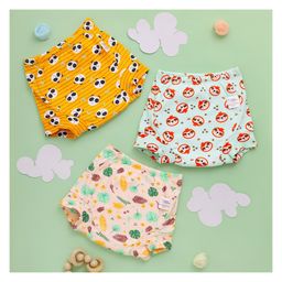 SuperBottoms Potty Training Pants for Mess-Free Diaper-Free Time with Panda Floral Print Pack of 3 - Yellow Baby Pink-26