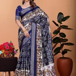 VS MALL Navy Blue Art Silk Sarees-image-64