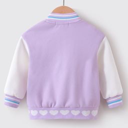 Kookie Kids Full Sleeves Front Open Bomber Jacket with Text Print - Mauve image 2