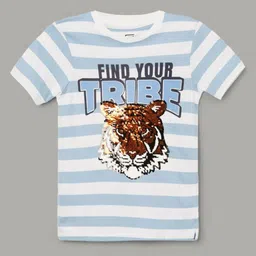 Fame Forever by Lifestyle Boys Striped Round Neck Pure Cotton T-shirt-17