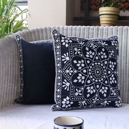 Myntra Elegant Homes Blue & White Set of 2 Square Cushion Covers-picture-13
