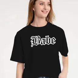 TQH Typography Printed Cotton Oversized T-shirt-picture-48