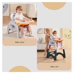 fab n funky Multifunctional 3 In 1 High Chair & Table For Toddler With Backrest & Plate Adjustment & Wheels - Pink image 5
