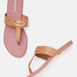DressBerry Women Textured T-Strap Flats with Embellished Detail-18