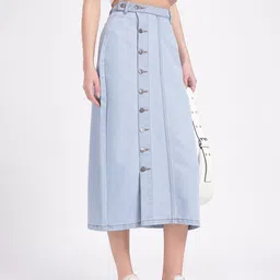 glitchez Denim Days High-Waist Midi Denim Skirt-picture-11