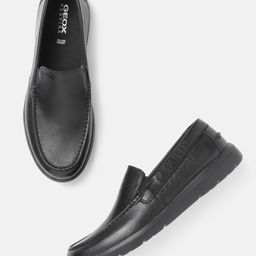 Geox Men Black Textured Leather Slip-On Sneakers-image-49
