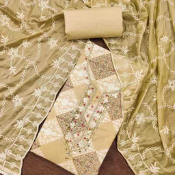 KIMISHA Geometric Printed Beads And Stones Unstitched Dress Material-image-4