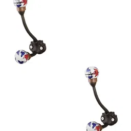 IndianShelf Brown & White 2 Pieces Printed Ceramic Wall Hooks-9