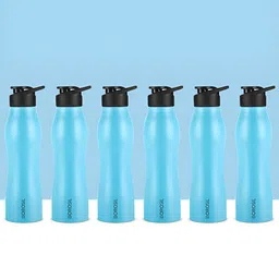 BOROSIL Grip Go Blue & Black 6 Pieces Stainless Steel Water Bottle-18