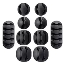Kamkon Acrylic Black Self-Adhesive Cable Clips (Pack of 10)-picture-45