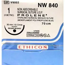 Ethicon 100 cm 4-0 USP Blue Prolene 1 Monofilament Suture NW840 Pack of 12 Pcs-4