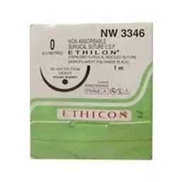 Ethicon 100 cm 3-0 USP Black Ethilon 0 Black Monofilament Suture NW3346 Pack of 12 Pcs-6