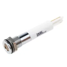 RS PRO Orange Panel Mount Indicator 24V DC, Mounting Hole Size 8 mm, Termination Type Faston, Solder Lug, IP Rating IP67, Model No 8385592-27