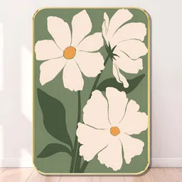 SAF Green & White Minimalist Botanical Wooden Wall Art-image-76