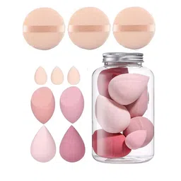 Facejewel Makeup Sponge Set - Blender Egg Case + Soft Sponge + Dabba + Round Sponge-22