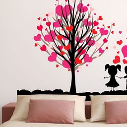 LANSTICK Pink & Black Printed Self-Adhesive WallStickers-26