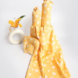 Yellow Doodle Cute Polka Cot Bedsheet Set - Yellow-picture-23