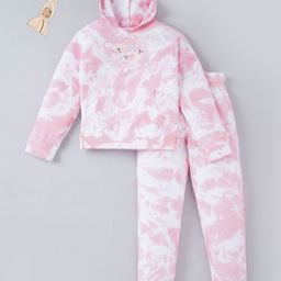 Ed-a-Mamma Cotton Full Sleeves Winter Wear Hooded Sweatshirt With Lounge Pant Tie Dye Print- Pink-picture-36