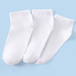 Pine Kids Ankle Length Anti Microbial Bio Washed Socks Pack Of 3 - White-image-77