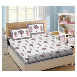 Kids Wonders Pure Cotton Bedsheet and Pillow Set King Size - Green & White-image-87
