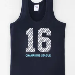 Taeko Single Jersey Sleeveless Vest Text Print- Navy Blue-picture-5