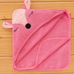 Babyhug Fox Embroidery Terry Hooded Bath Towel - Pink-image-11