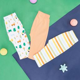 Pantaloons Baby Pack Of 3 Striped & Vehicles Printed Pajamas - Multi Colour-image-73