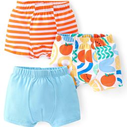 Babyhug 100% Cotton Single Jersey Knit Trunk Stripes & Fruits Print Pack of 3 - Multicolor-image-69