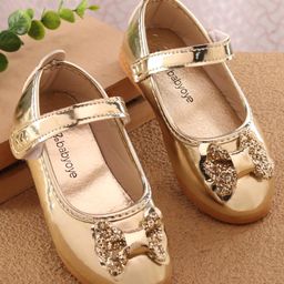 Babyoye Ballerina with Velcro Closure & Bow Applique -Golden-image-70