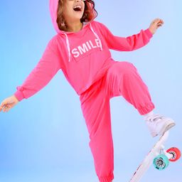 Ollington St. Cotton Knit Full Sleeves Hooded Winter Wear Suit With Text Print - Pink-image-38