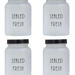 Femora Frosted Glass Jar for Kitchen Storage Black Lid, 1000 ml, Set Of 4-image-54