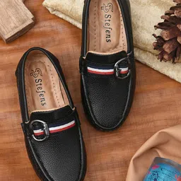 Stefens Synthetic Self Design Loafers - Black-picture-33