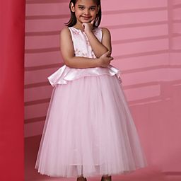 Toy Balloon Kids Net Sleeveless Floral Applique Detailed Gown - Baby Pink-image-96