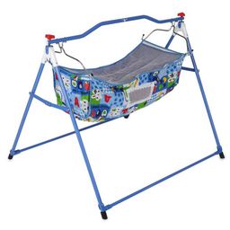 Infanto Ghodiya Baby Cradle Deluxe, Ghodiya, Palna, Jhula, Totil, Swing - Sturdy Frame, Hammock Style, Foldable, Breathable Net Cover, Anti-Skid Pad - 0 to 12 Months - BLUE-picture-18