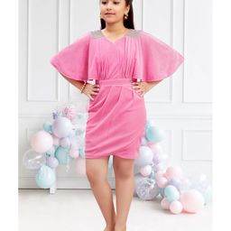Lei-Chie Half Sleeves Solid Dress - Pink-image-69