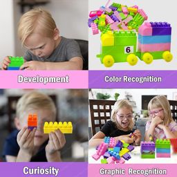 FunBlast Big Mega Sized Building Blocks for Kids with Wheels  63 Pcs Multicolor image 2
