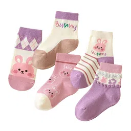 MOMISY Kids Pack Of 5 Printed Anti-Allergenic Above Ankle-Length Socks-7