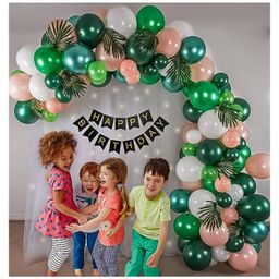 Bubble Trouble jungle theme birthday decorations kit with net fabric backdrop Multicolor  Pack of 69 image 4