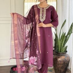 KALINI Women Floral Embroidered Kurta with Trousers & Dupatta-image-36
