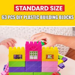 FunBlast Big Mega Sized Building Blocks for Kids with Wheels  63 Pcs Multicolor image 5