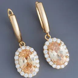 Kushal's Fashion Jewellery Gold Plated Zircon Studded Circular Hoop Earrings-18
